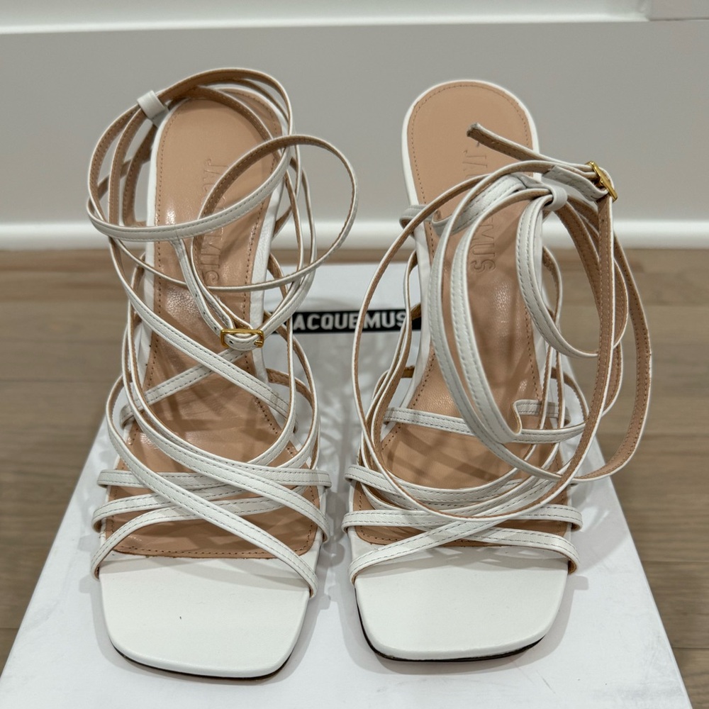 Jacquemus Pisa Leather Heel Sandals Size 41